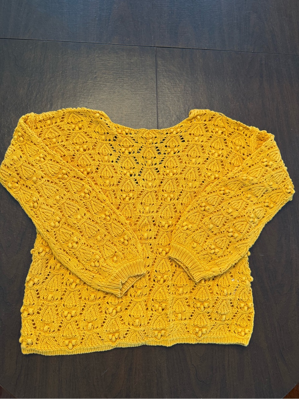 Sezane Mustard Yellow Bubble Stitch Knit Sweater